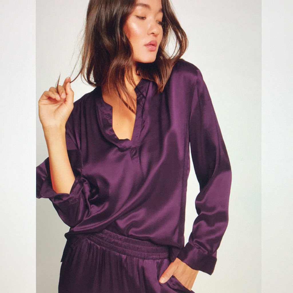 Nation Ltd Ella Henley Satin Top Xs New